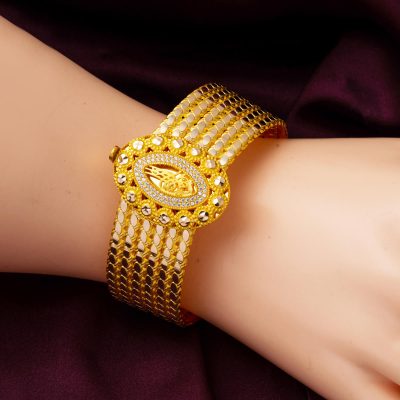 6 Sıra Erzurum Burma Tuğralı Altın Kelepçe Bilezik - 14K - 23.16g - EZ Gold