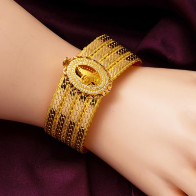 Gurmet Model Tuğralı Altın Kelepçe Bilezik - 14K - 22g - EZ Gold