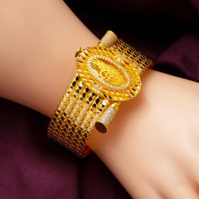Adana Burmalı Tuğralı Altın Kelepçe Bilezik - 14K - 26.5g - EZ Gold