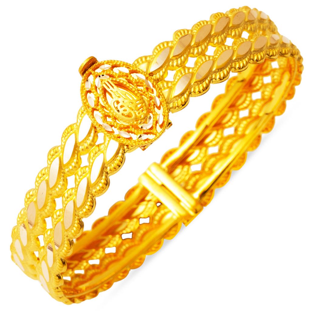Erzurum Twistedlı Tughra Cuff Gold Bangle