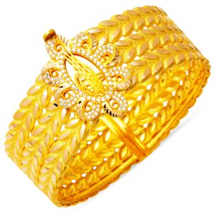 Başak Twisted Tughra Cuff Gold Bangle