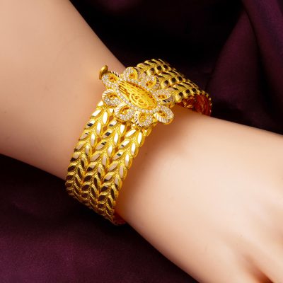 Başak Burma Tuğralı Kelepçe Altın Bilezik - 14K - 22g - EZ Gold