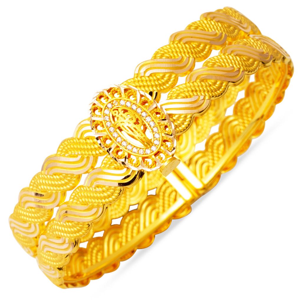 Ottoman Tughra Trabzon Wovensü Gold Cuff Bangle