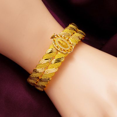 Osmanlı Tuğralı Trabzon Örgüsü Altın Kelepçe Bilezik - 14K - 14.59g - EZ Gold