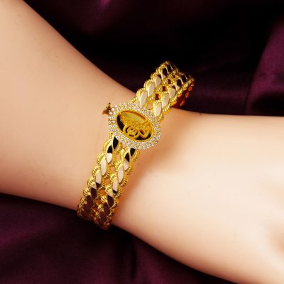 Erzurum Burma Tuğralı Kelepçe Altın Bilezik - 14K - 13g - EZ Gold