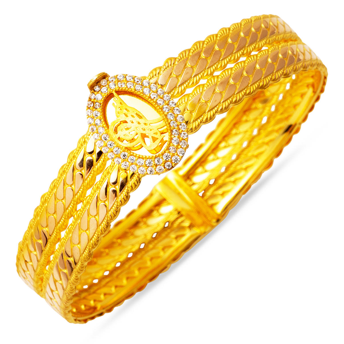 Curb Design Tughra Gold Cuff Bangle