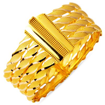 Kesik Mevlana Twistedlı Cuff Gold Bracelet