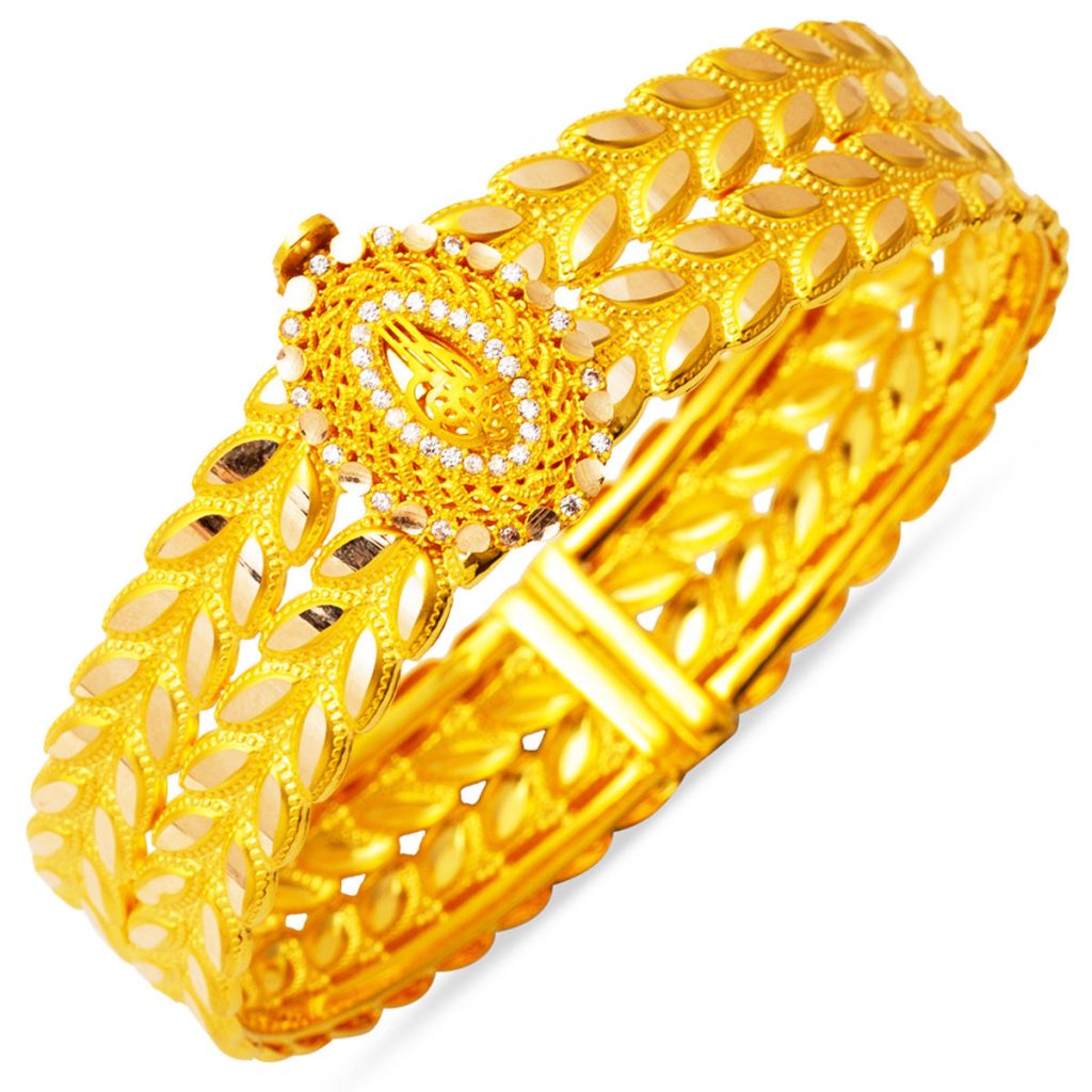 Başak Twisted Tughra Cuff Gold Bangle