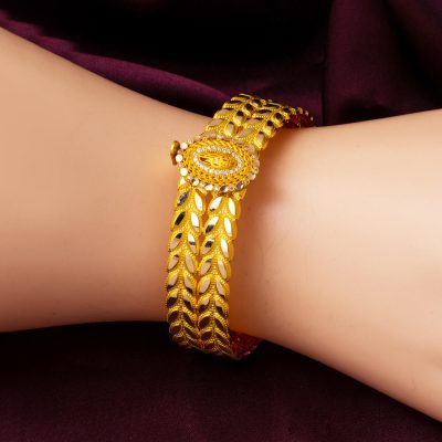 Başak Burma Tuğralı Kelepçe Altın Bilezik - 14K - 14.83g - EZ Gold