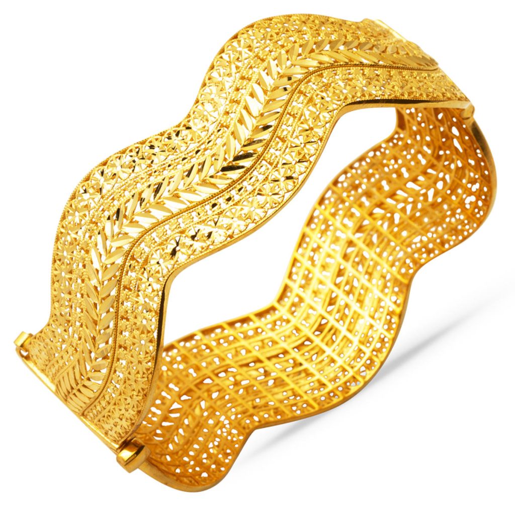 Moderne Design 22 Carats Or Manchette Jonc
