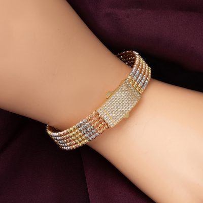 Doric Beaded 14K Gold Cuff Bracelet - 14K - 26.15g - EZ Gold