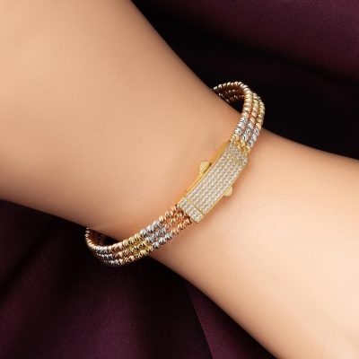 14 Carats Dorique à Boules Or Manchette Bracelet - 14K - 16.43g - EZ Gold