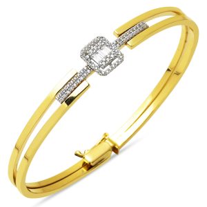 Baguette avec Pierres 14 Carats Or Manchette Jonc