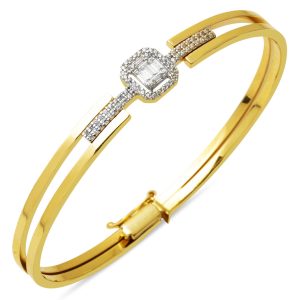 14 Carats Or Baguette Manchette Jonc
