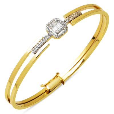 14K Gold Baguette Cuff Bracelet