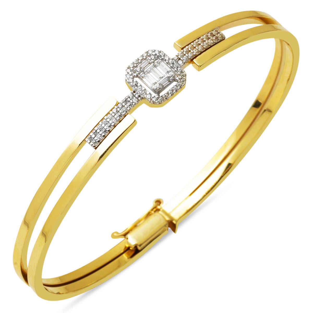14 Carats Or Baguette Manchette Jonc