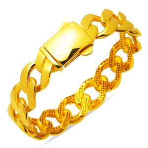 22 Carats Gourmette Manchette Or Jonc