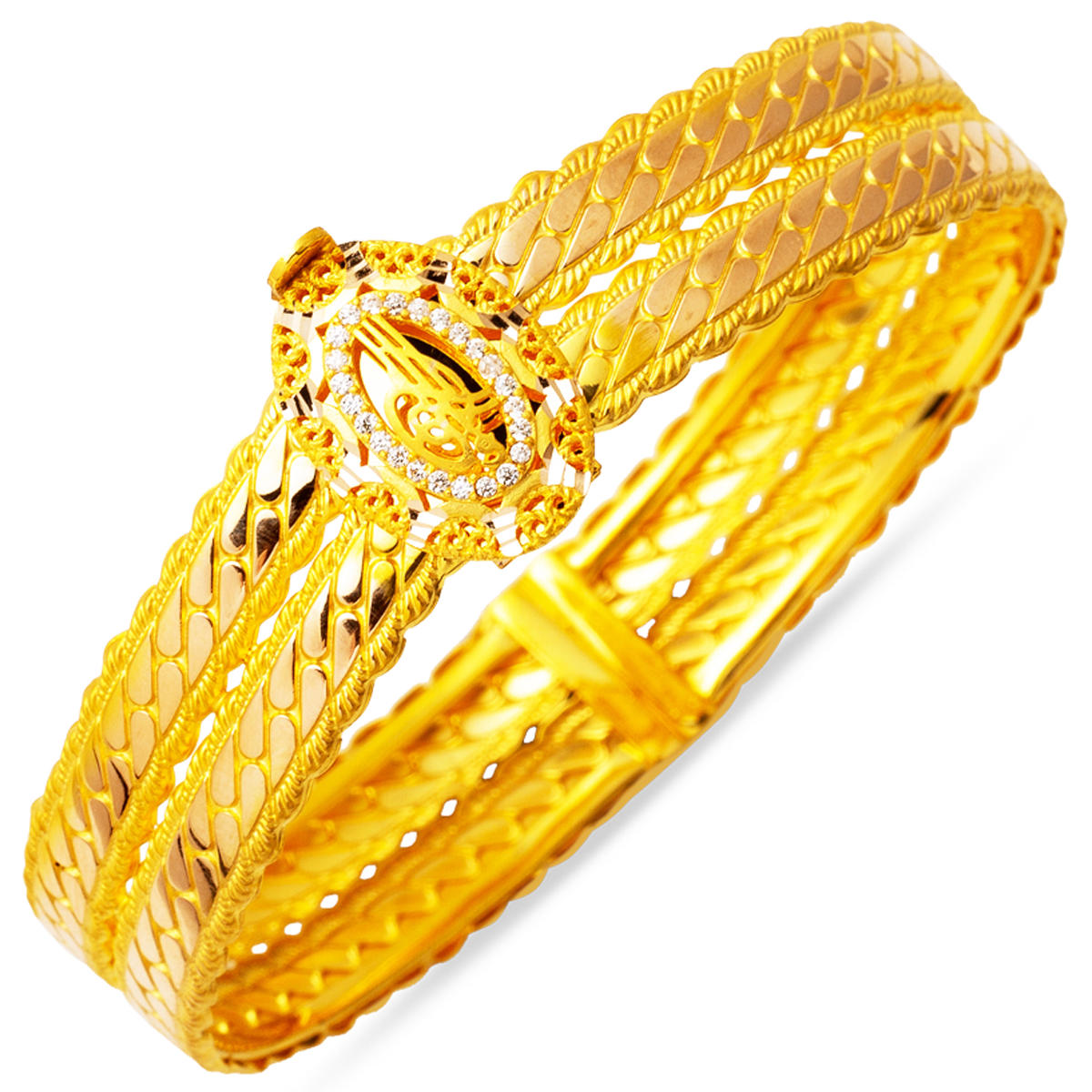 Curb Model Tughra Cuff Gold Bangle