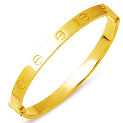 22 Carats Or à Vis Manchette Bracelet - 6 mm Enli