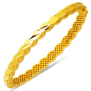 14 Carats Or Torsadé Manchette Jonc