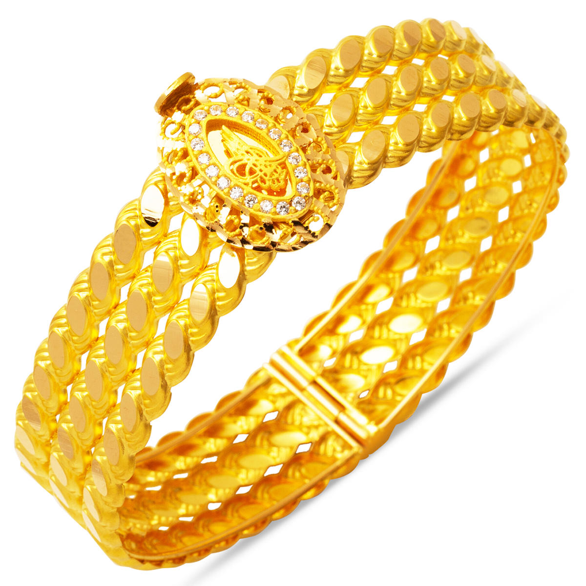 Tughra 22 Karat Gold Twistedlı Cuff Bangle