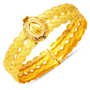 Tresse Torsadée 22 Carats Or Monogramme Ottoman Manchette Jonc