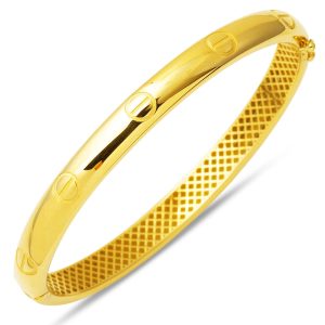 14 Karat Gold Vida Detaylı Cuff Bangle