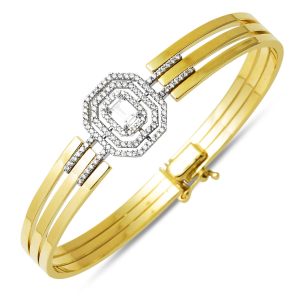 Baguette 14 Karat Gold Kaburga Cuff Bangle