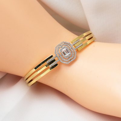 Baguette 14 Carats Or Kaburga Manchette Bracelet - 14K - 9.97g - EZ Gold