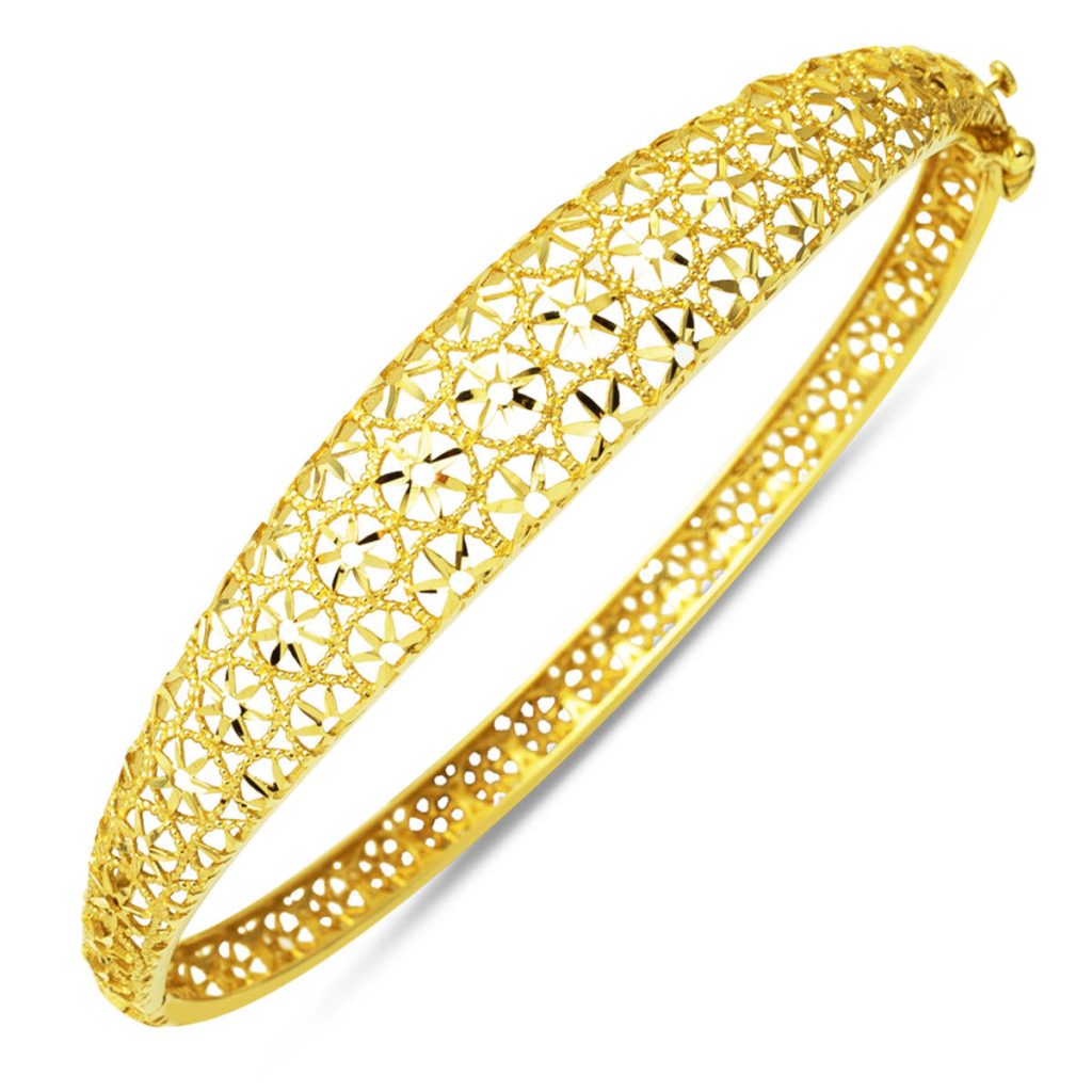 Fleur de Vie 14 Carats Or Manchette Jonc
