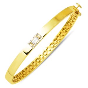 Baguette avec Pierres 14 Carats Manchette Or Jonc