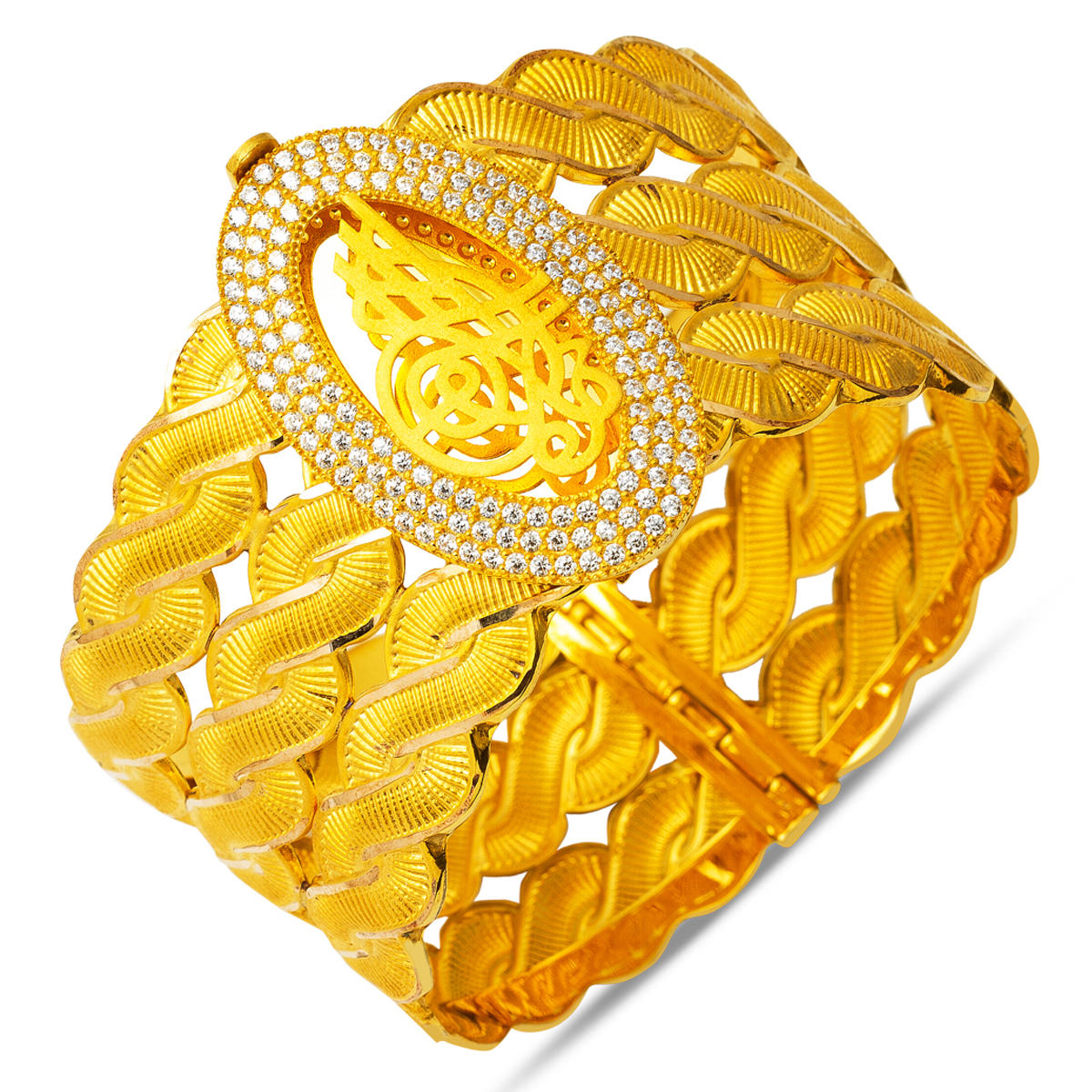 3 cm. Enli Tughra Gold Cuff Bangle