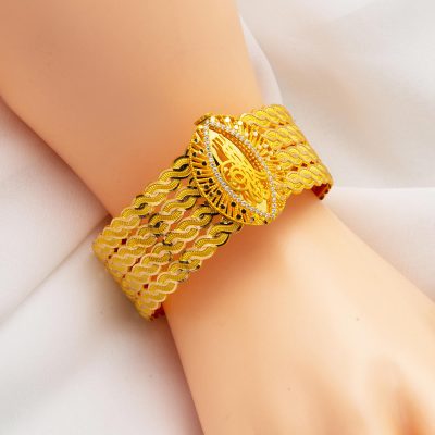Osmanlı Tuğralı Kelepçe Altın Bilezik - 14K - 21.52g - EZ Gold
