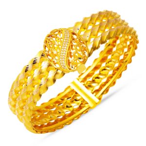 Asana Twistedlı Cuff Gold Bangle