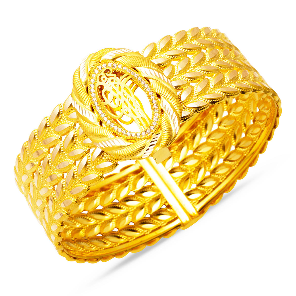 Tughra Twisted Tarzı Cuff Gold Bangle