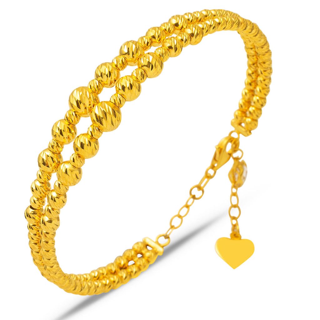 Top Goldlarla İşlenmiş 14 Karat Bangle