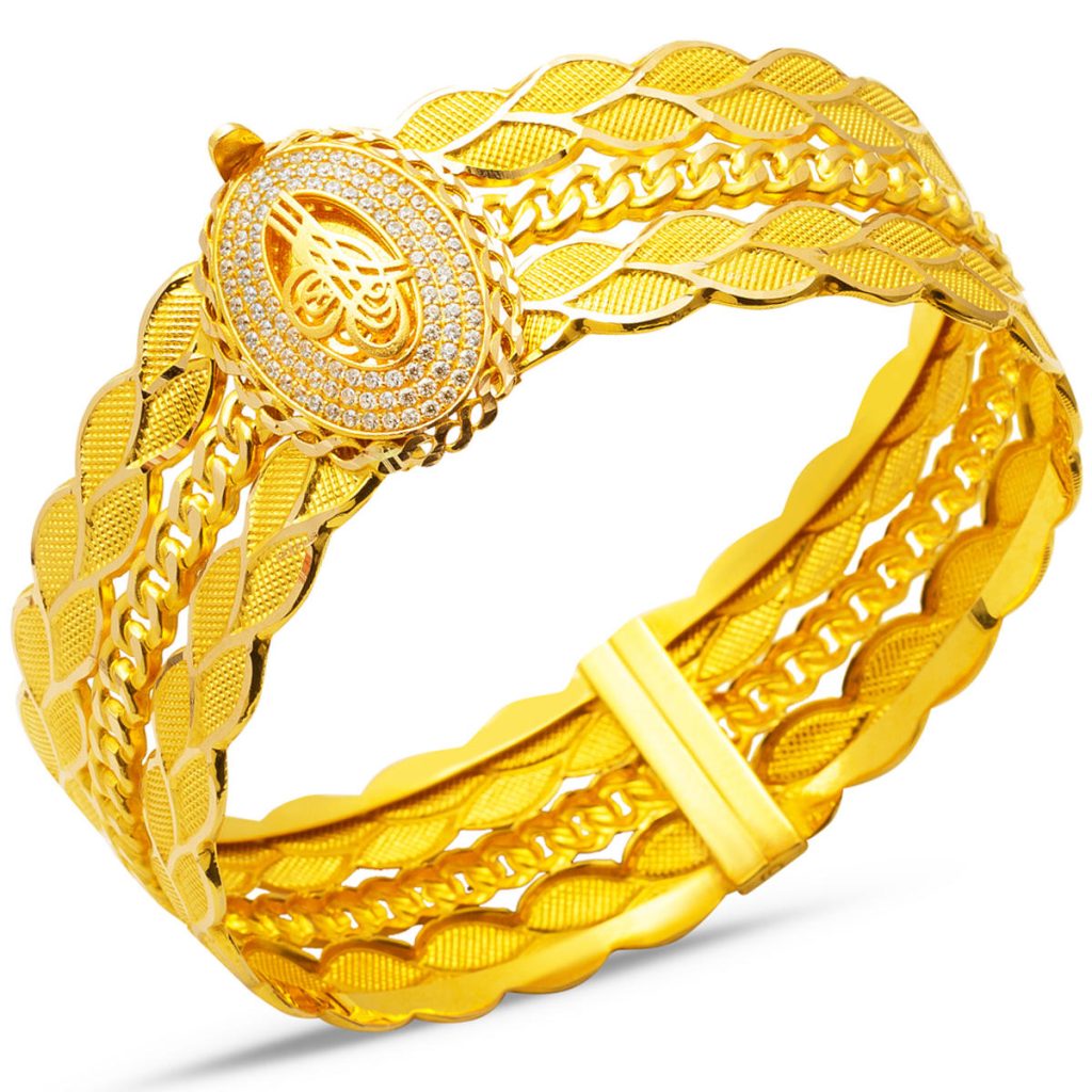 Tughra 14 Karat Gold Cuff Bangle