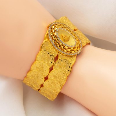 Dizili Reşat Tarzı Kollu Tuğralı Altın Bilezik - 14K - 27.65g - EZ Gold