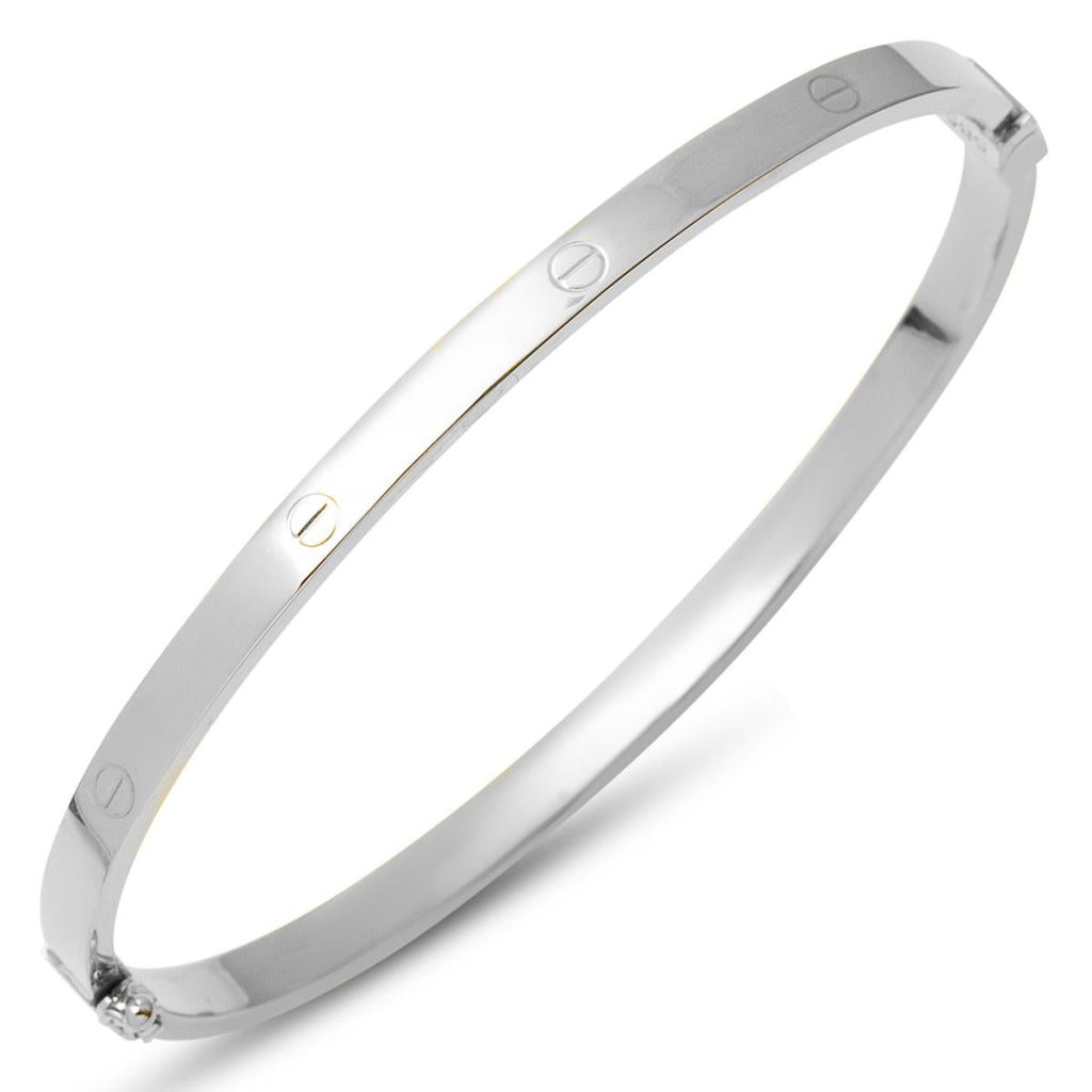 à Vis 14 Carats Blanc Or Manchette Jonc – 4 mm Enli