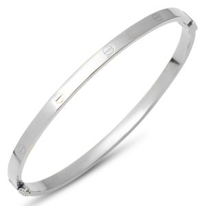 à Vis 14 Carats Blanc Or Manchette Jonc – 4 mm Enli