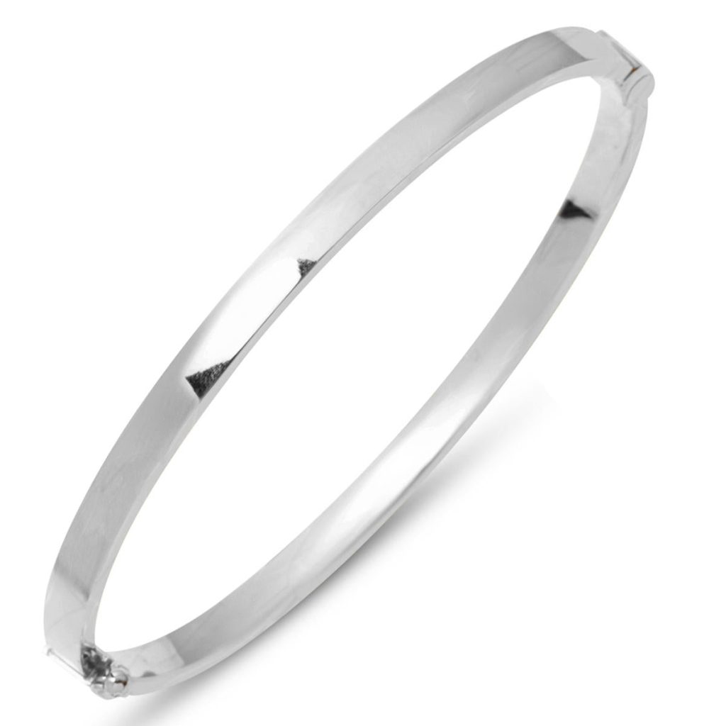 Desensiz 14 Karat White Gold Kilitli Bangle