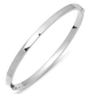 Desensiz 14 Karat White Gold Kilitli Bangle