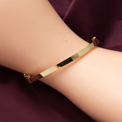 Düz 14K Gold Cuff Bracelet – 4 mm Enli - 14K - 5.37g - EZ Gold