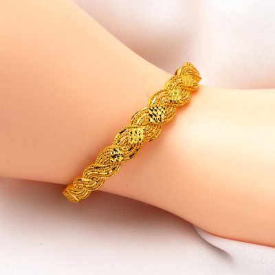 Örgülü 22 Ayar Altın Kelepçe Bilezik - 22K - 17.32g - EZ Gold
