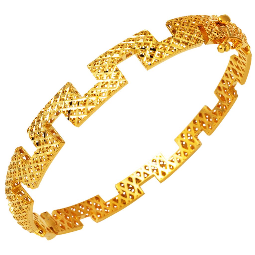 Zigzag 14 Carats Or Manchette Jonc