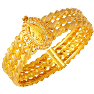 Tughra Twisted 14 Karat Gold Cuff Bangle