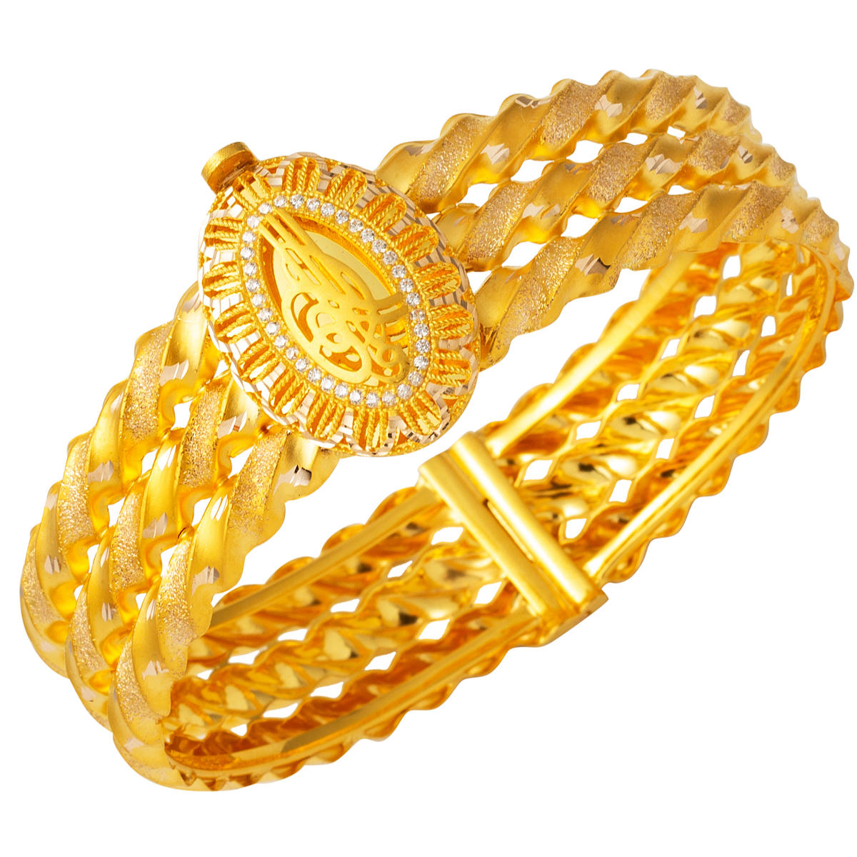 Tughra Twisted 14 Karat Gold Cuff Bangle