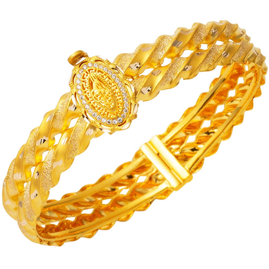 Tughra Twisted Yellow Gold Kilitli Bangle