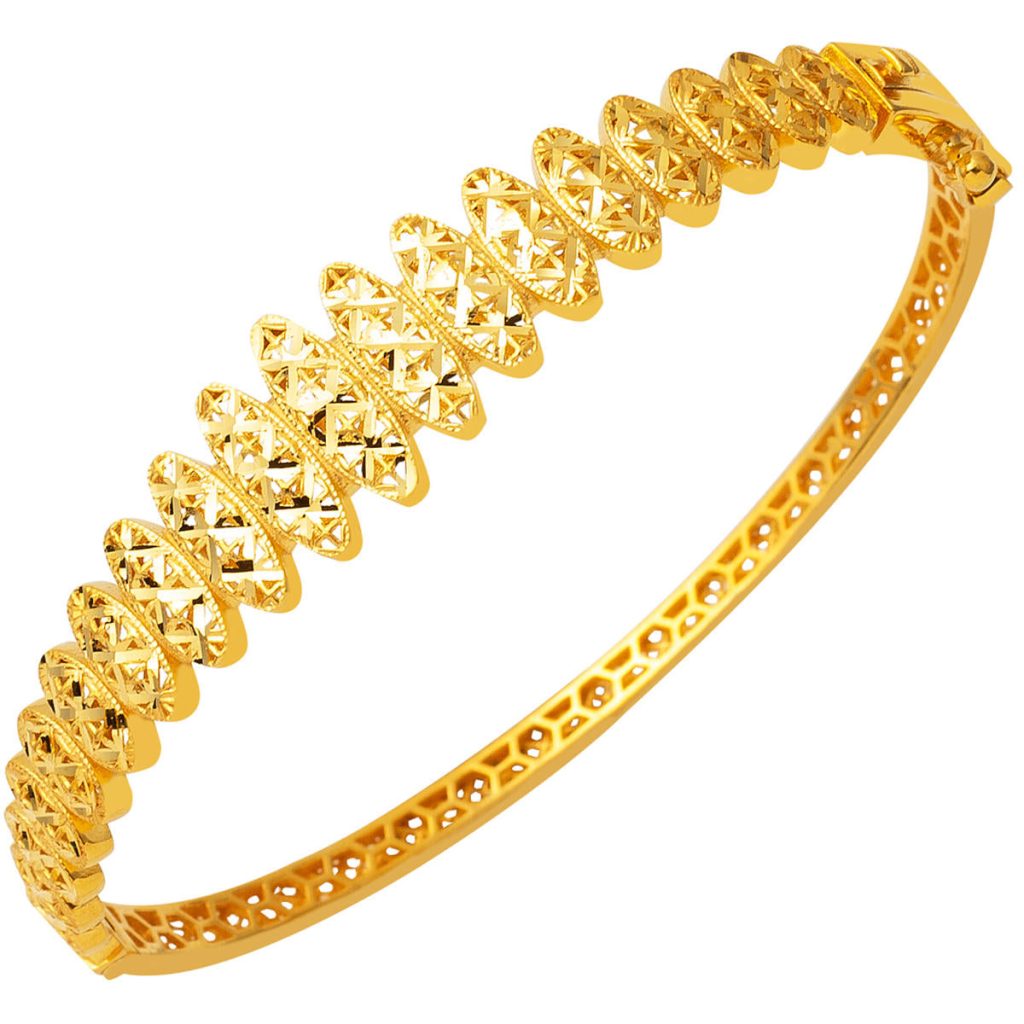 Hayat Çiçeği 22 Karat Gold Cuff Bangle