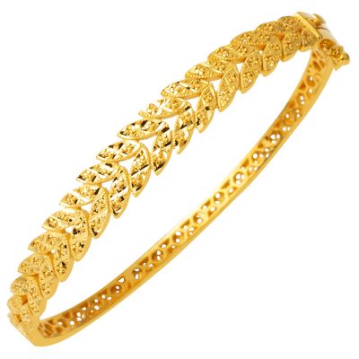Feuille 22 Carats Or Manchette Jonc